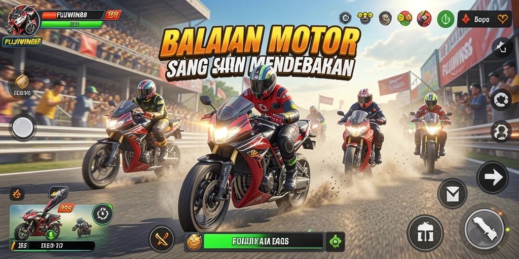 Tampilan menarik dari gameplay FUJIWIN88 yang mengasah adrenalin balapan motor.