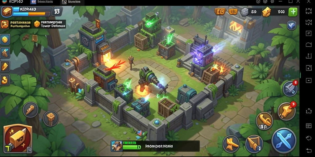 Tampilan gameplay seru Tower Defense di KOPI4D dengan berbagai tower.