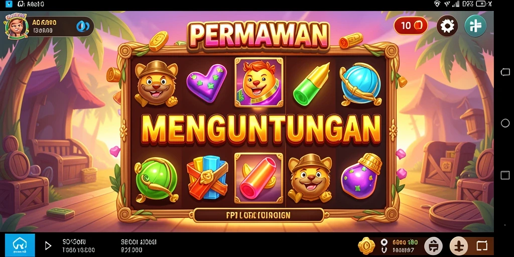 Tampilan gameplay PP7 yang menakjubkan dengan mesin slot berwarna-warni.