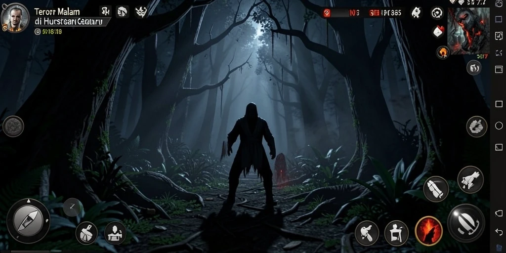 Gameplay SR877 menampilkan suasana horor mencekam dengan berbagai makhluk gaib.
